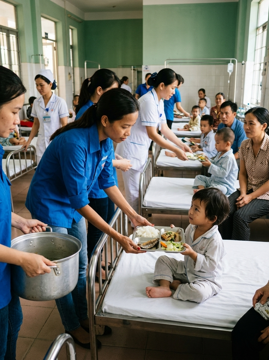 Children receiving a meal from Blake Linh Foundation volunteers